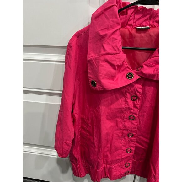 Route 66 Hot Pink Womens 3/4 Sleeve Jacket Large Collar Button Front - Picture 5 of 11
